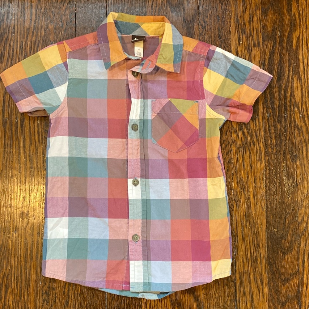 Tea Collection madras button up shirt (size 4)